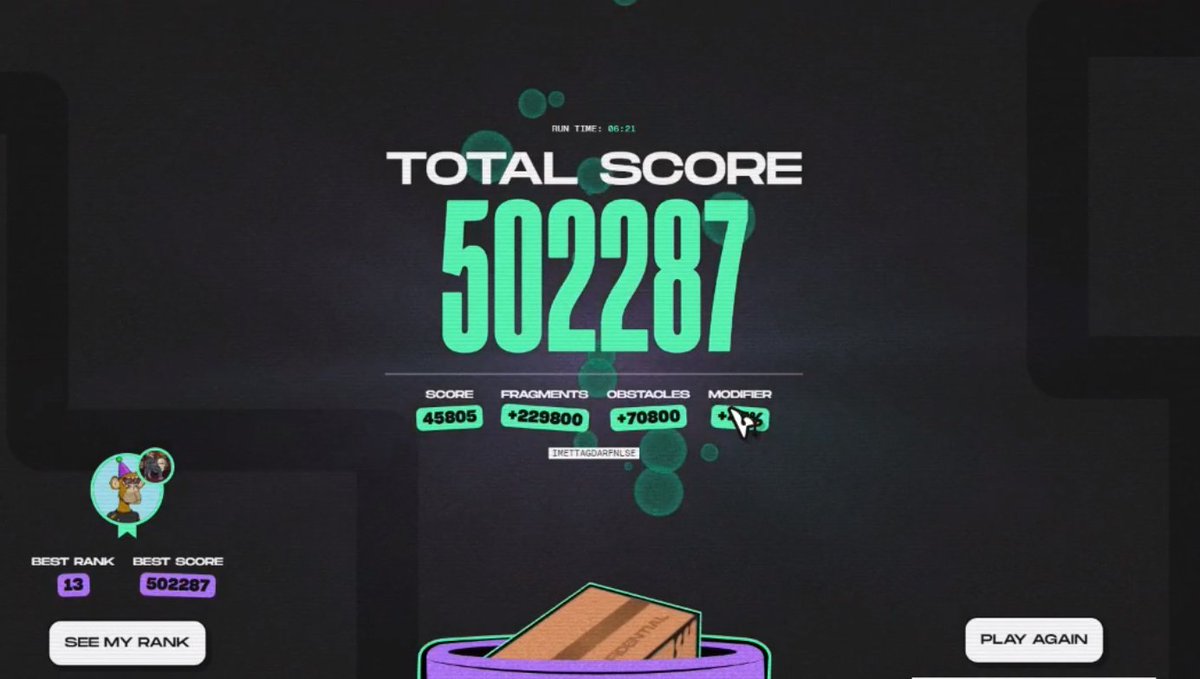 If this ain't a Top 100 score by the end, I will Dookey <a href="/BoredApeYC/">Bored Ape Yacht Club 🍌</a>