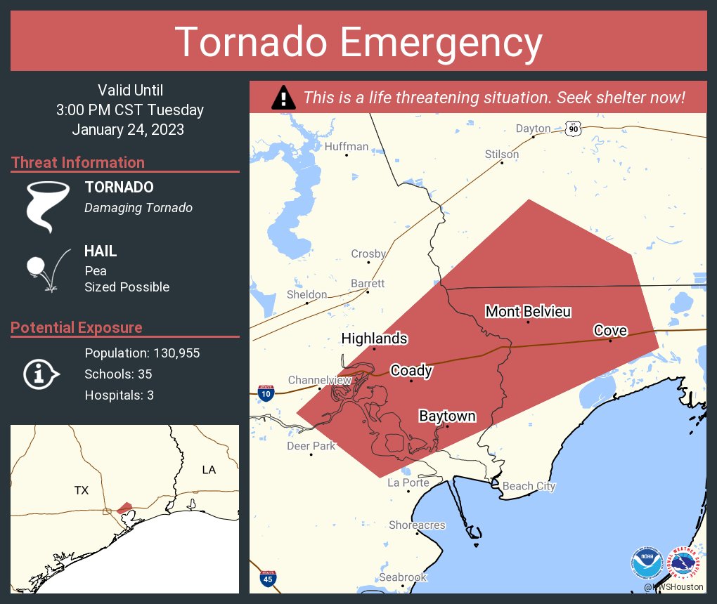 NWS Tornado on Twitter "Tornado Emergency continues for Baytown TX
