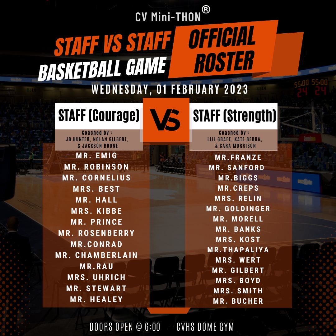 Introducing our 2023 staff vs. staff basketball game teams! Come out Wednesday, February 1st to see some of our amazing teachers and staff play. We hope to see you there! #ftk 🔷🏀🎗