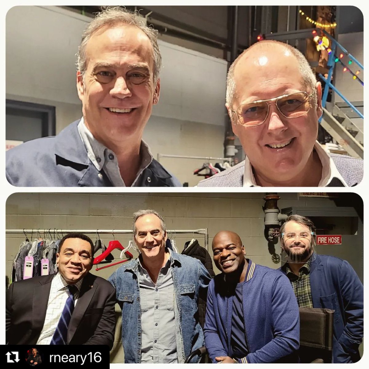 Behind the scenes with #JamesSpader #HarryLennix and #HishamTawfiq (📷rneary16) #TheBlacklist