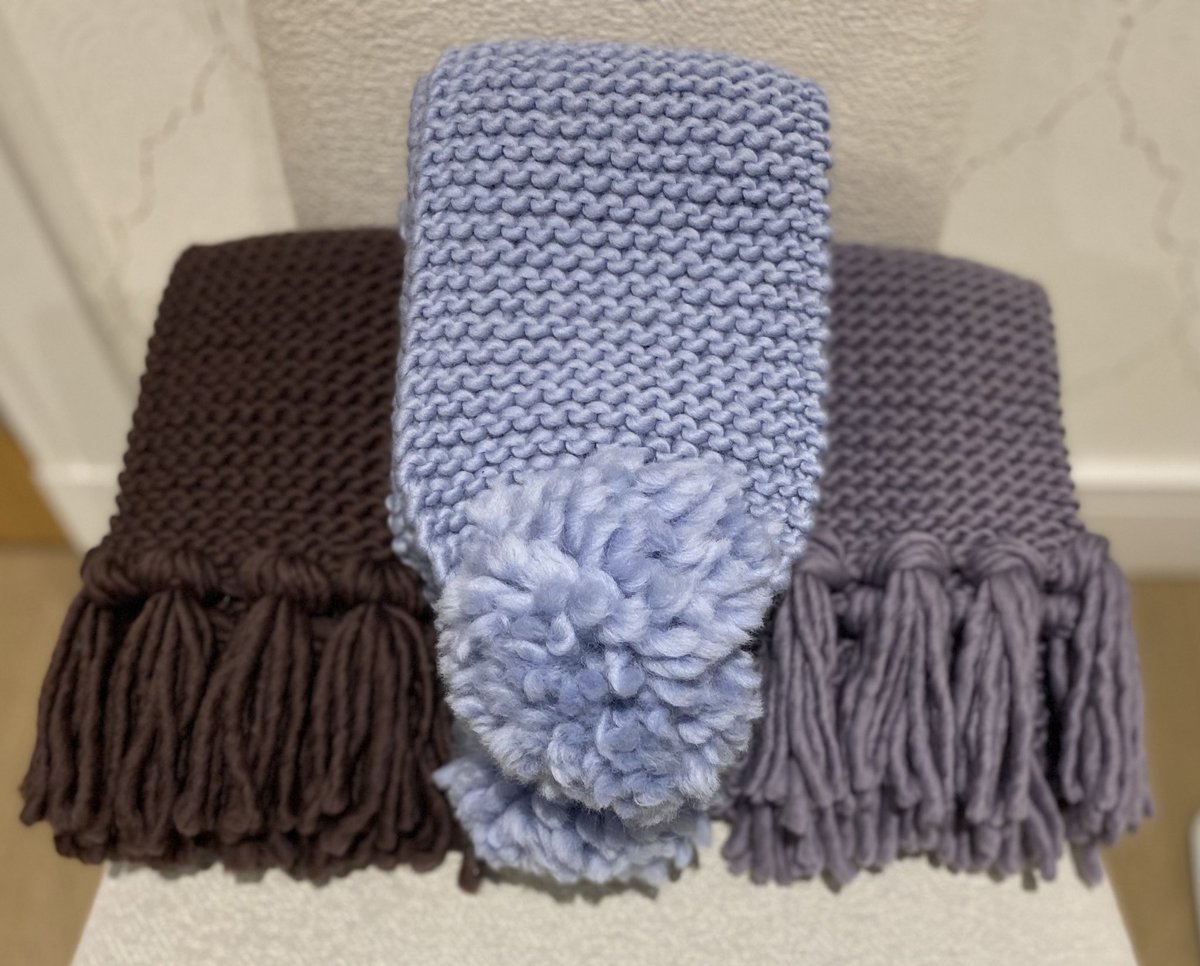 SunshineScot's tweet image. My post-chemo appointment is tomorrow. I’m going laden with scarves (well three). One for my oncologist, one for my oncology nurse and one for the chemo nurse I saw most often. I’m sure I’ll seem a complete looney-tune for saying thank you in this way. #Gratitude #KnittingTherapy