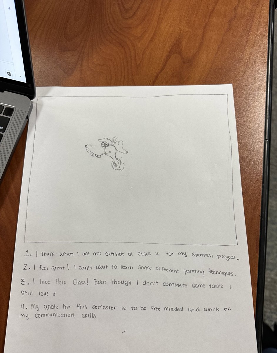 Learners in <a href="/Scubatam1/">Mrs. Mooney</a>’s Art class were using complete sentences to reflect on their artwork! Loved how engaged learners were in their projects. <a href="/NewTechCoppell/">New Tech High @ Coppell</a> #NTHCinspire #CISDESLBIL