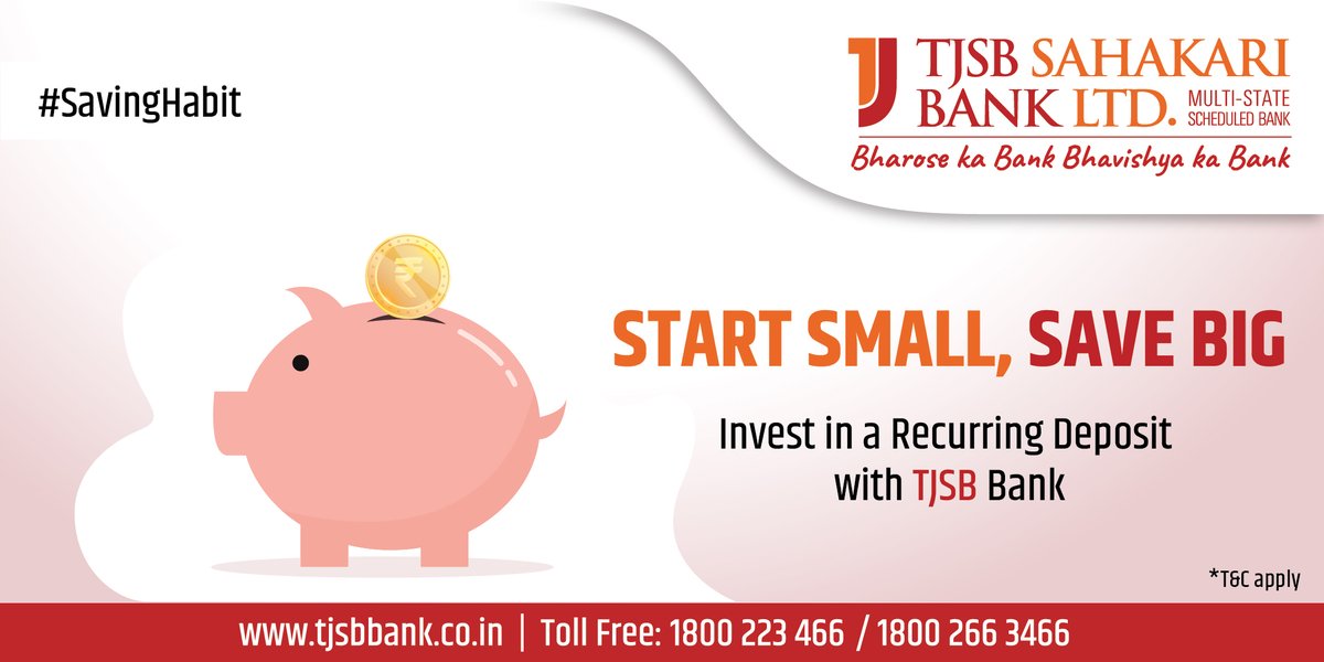 tjsbonline's tweet photo. Looking for a financial tip to grow your savings?
Opt for TJSB Recurring Deposits to grow your money in a steady & secure way!
Inculcate the #SavingHabit with TJSB Bank.
*T&C Apply
Apply now: https://t.co/XsHEZAxv7a
#savinghabit #savingtip #smartsaving #investment #rd #tjsb https://t.co/BUdUmXklZs