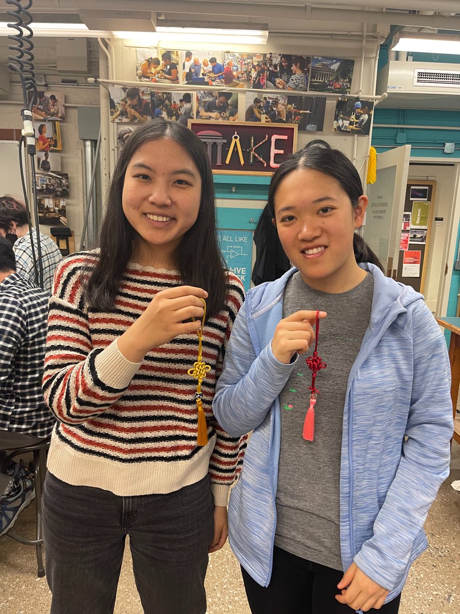 MITEdgerton's tweet photo. In honor of Lunar New Year, students gathered in the Student Project Lab (4-409) for the popular student-run IAP course: “Make it: Decorative Knots charms for Chinese New Year.” #MITIAP https://t.co/u2FAED4bau