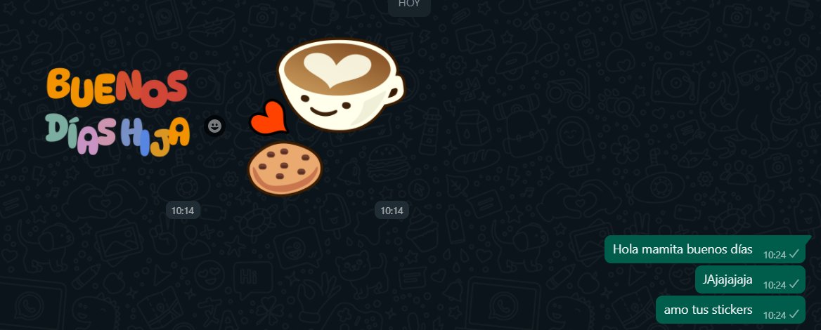 FridaMendoza_'s tweet photo. Mi mamá aprendió a hacer stickers y ahora toda frase me la manda hecha sticker. No sé ustedes pero para mí es la cosa más preciosa de la vida y lo dejo aquí pa recordar y reír de ternura siempre jajajaja. 💖 https://t.co/fqRtZgdneb