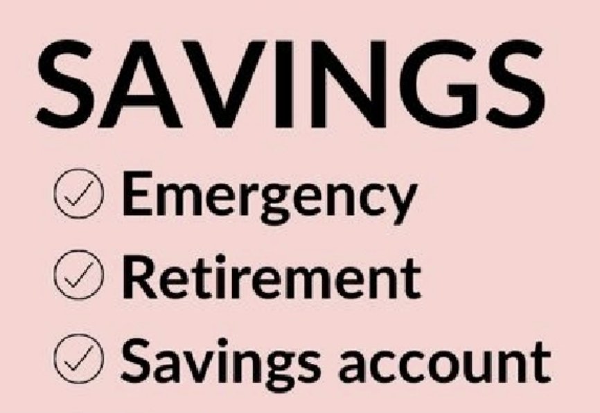 A #budget consists of #wants, #needs and #savings. Here are a few examples of #savings. 

Def: The portion of income not spent on current expenses. A necessity.

#saving4wealth #preparation #nomoneywasted #Awareness #FinancialIndependence #Money #livedeliberately #workingtogether