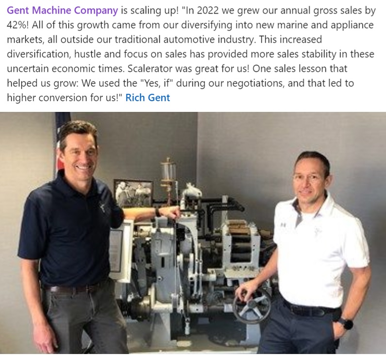 ScaleratorNEO's tweet photo. Gent Machine is scaling up! "In 2022 we grew our annual gross sales by 42%! All of this growth came from our diversifying into new marine and appliance markets, all outside our traditional automotive industry."
https://t.co/ZaL107PBWA
#ScaleUp #ChooseGrowth #NEOship #Scalerator https://t.co/d7um7OpUm4