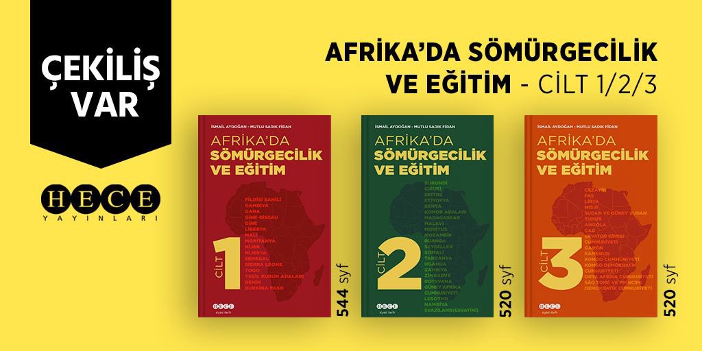 📚#çekilişzamanı 3 ciltlik ‘Afrika’da Sömürgecilik ve Eğitim’ setini 3 takipçimize hediye ediyoruz..

✅@heceyayinlari hesabını takip et ve çekiliş postunu RT le

29 Ocak Pazar akşamı çekilişi tamamlıyoruz.