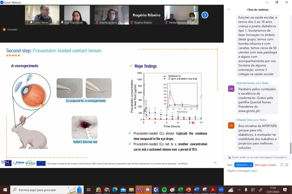 ORBITAL_ITN's tweet photo. #ORBITAL members @NadiaToffoletto, @AnaFilipaMota6, Professor Ana Paula Serro, PM Tess Ames,  and Clinician @hpriorfilipe all participated in "O Olho na Diabetes", a webinar organized by @SPDiabetologia this past week. 
@REA_research #h2020 #@SETUIreland @OTRG_PMBRC @PMBRC_SETU https://t.co/sAvYbjZrPZ