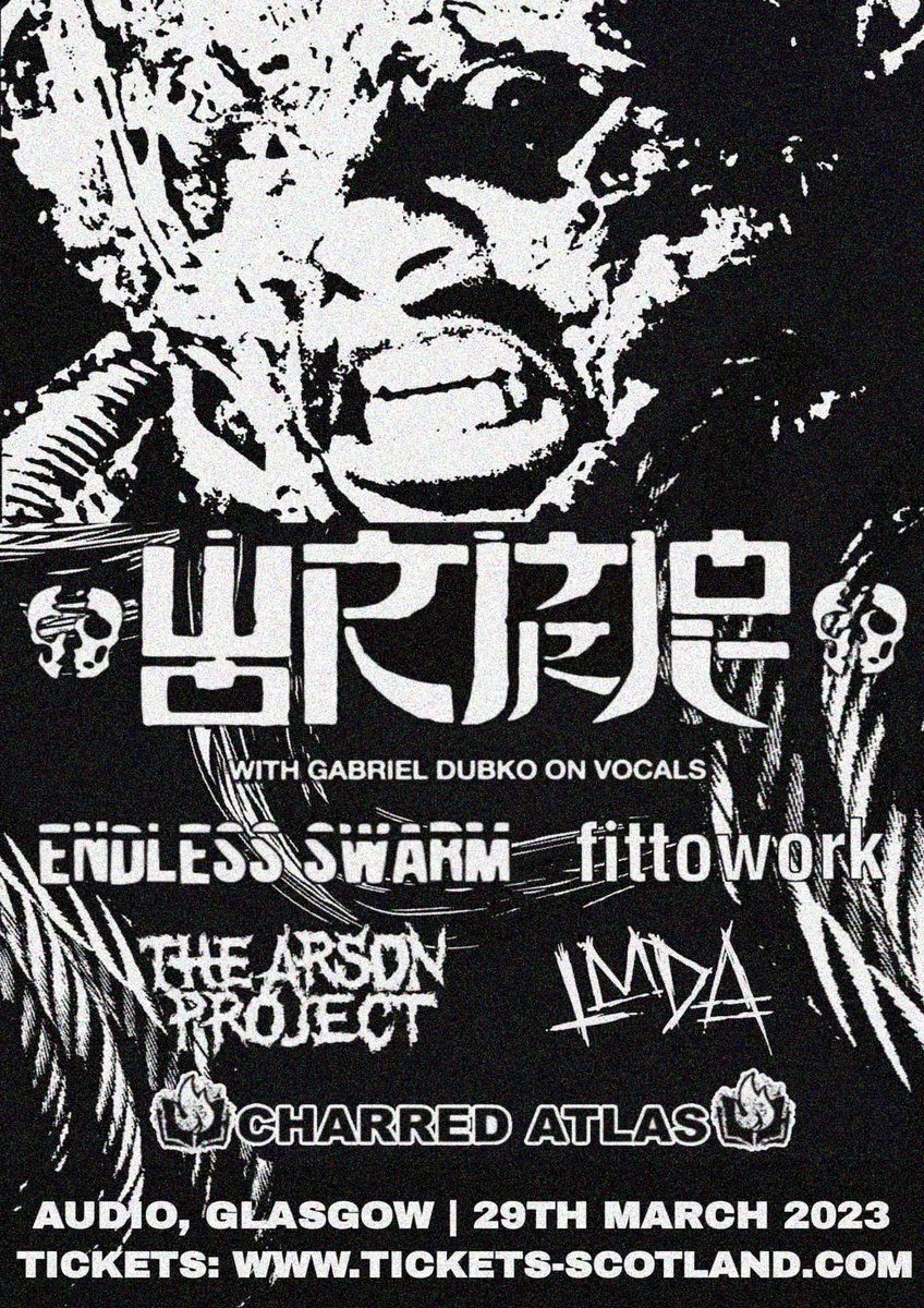 FitToWorkBand's tweet image. Oh goodness, @Wormrot in Glasgow! More than halfway to sold out already. Tickets at t-s.co/worm0