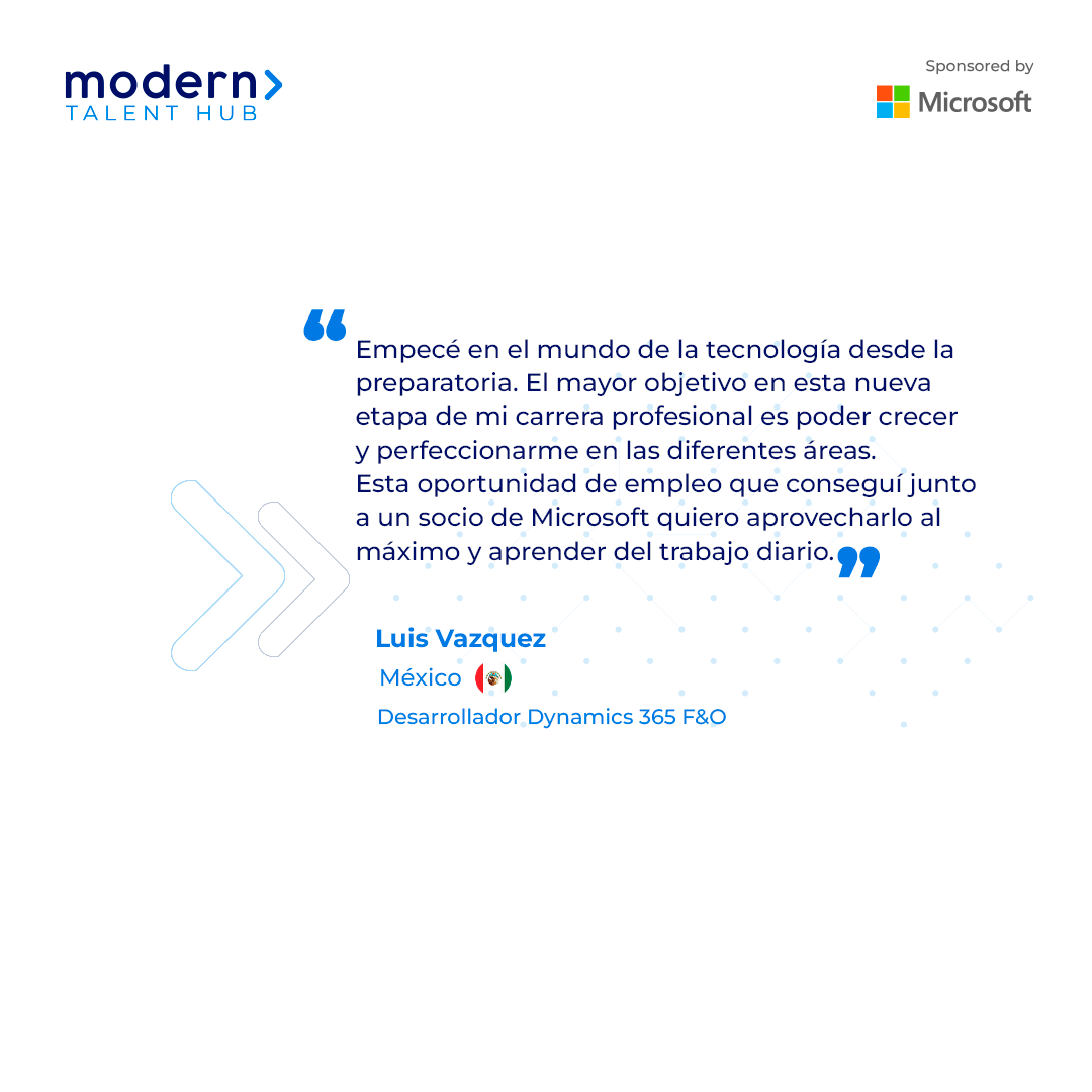 ModernTalentHub's tweet photo. 🎯 Una vez más queremos compartir las palabras de un candidato que, gracias a su esfuerzo comenzará este 2023 con un nuevo empleo. 🖥 
🛎Felicidades y gracias por elegir a #moderntalenthub para cumplir tu sueño de trabajar en un socio de Microsoft ¡Éxitos!

#microsoft #empleo #TI https://t.co/q8SAfcbY0R