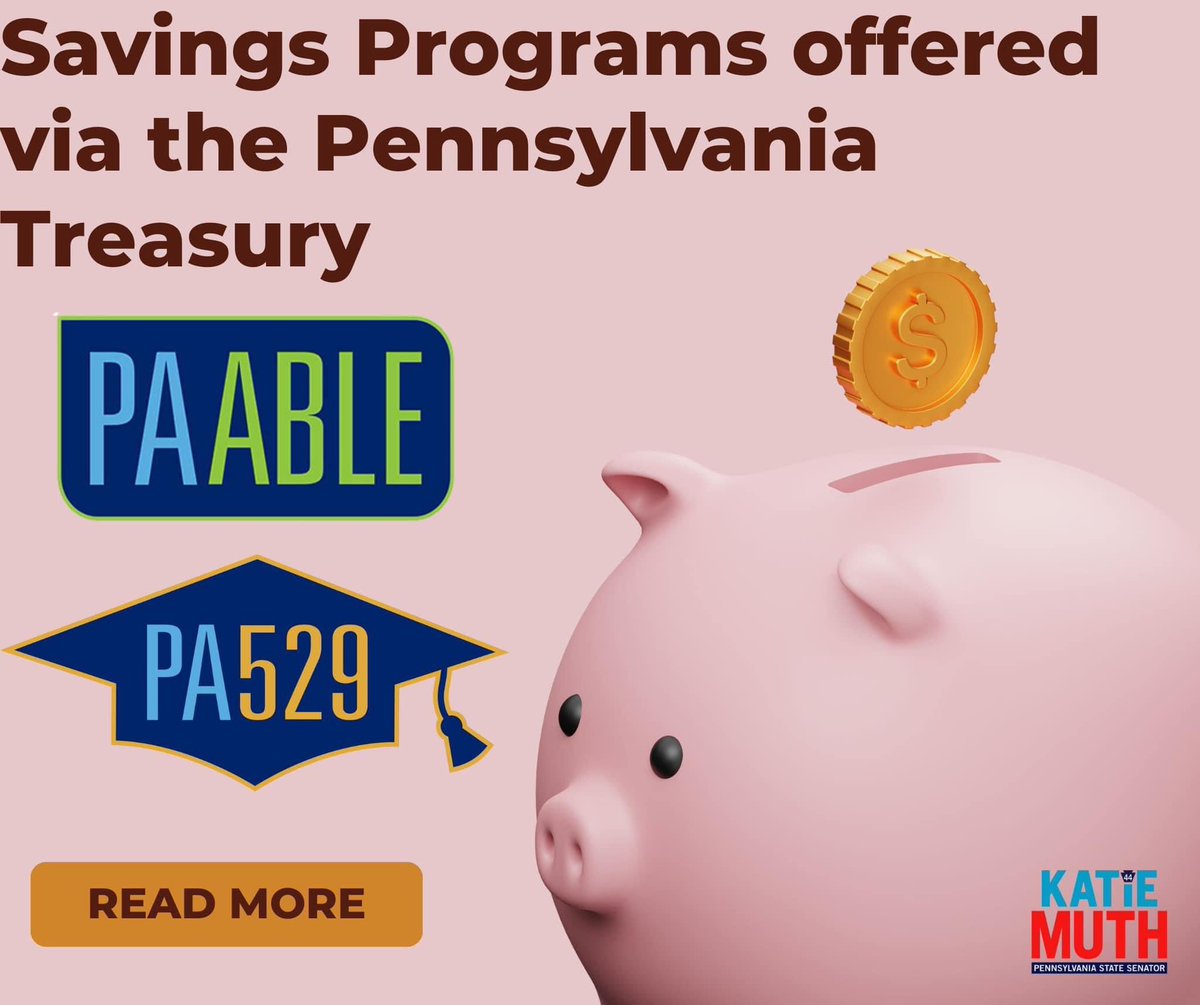 SenatorMuth's tweet photo. 2023 is bringing some enhanced tax advantages for PA 529 and PA ABLE account owners. Pennsylvanians who save with either program will be able to deduct more from their PA state income taxes in tax year 2023. https://t.co/K5zUJ9F7LT