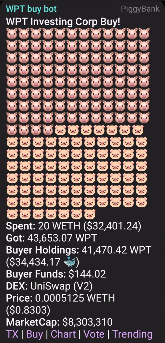 Might be something about to happen 🧐🤔

#wpt #warpt #Bacon #nft #bluechip #crypto #defi #cex #dex #swap #mca #passive #income