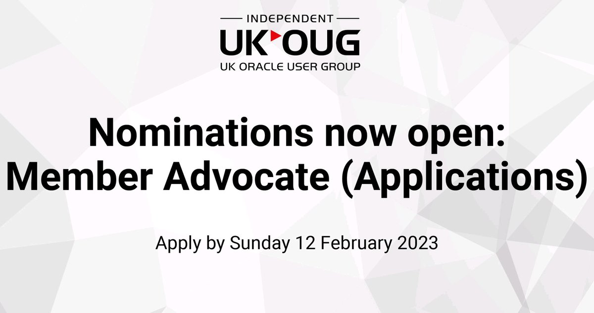 UKOUG's tweet photo. We are now taking nominations for the Member Advocate (Apps) role on the #UKOUG Board. If you are interested in representing your community and shaping the future of UKOUG apply here: https://t.co/Jr5NcvRXht https://t.co/Zb1Y5aISzP