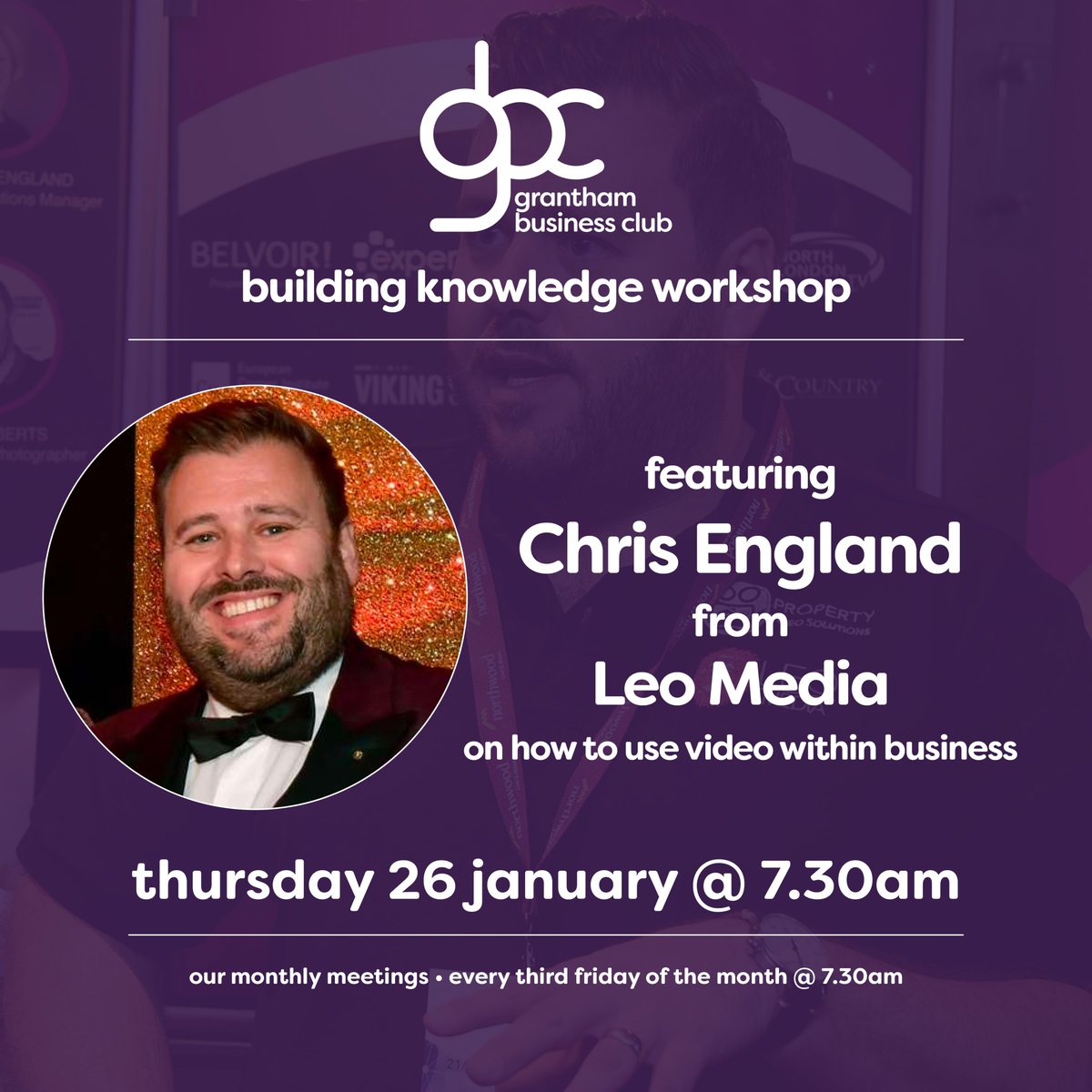 Have you booked onto our workshop yet?!

We have a workshop with Chris England BA Dip CIPR from Leo Media coming this week and we are very pleased to have him with us!

Tickets can be bought here 👉 granthambusinessclub.com/event/video-fo…

#Grantham #workshop #video #business