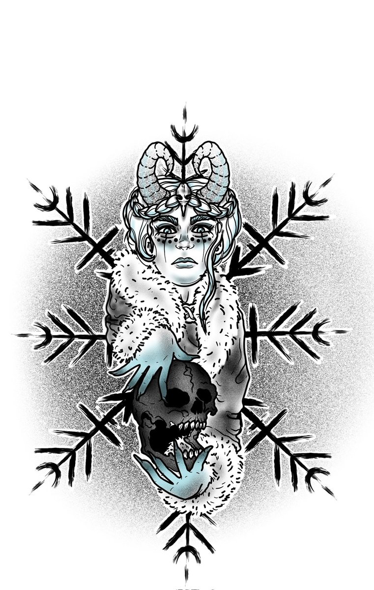 ❄️Dibujo invernal❄️#draw #drawing #lovedraw #lovedrawing #livefordraw #lifedrawing #dibujos #dibujar #ilustración #dibujodigital #neotraditionaltattoo #neotraditional #neotradicional #valkiria #valkiriadraw  #dibujovikingos #vikingdraw #drawviking #cold #frío #nieve