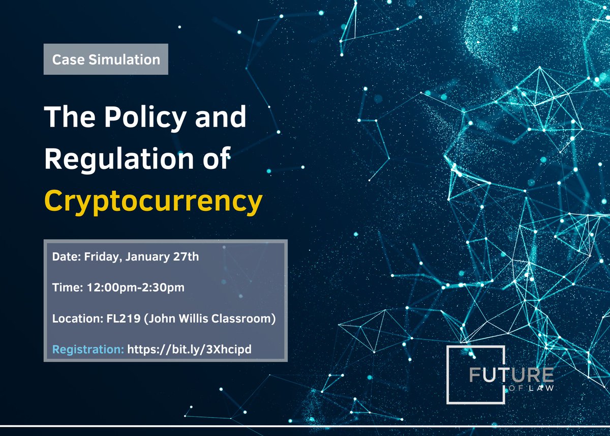 🚨Case Simulation🚨 @UTLaw students - Step into the shoes of policy leaders & help define how a nation might transition entirely to digital currency (due to capacity constraints, this event is limited to our J.D. and graduate students) Register here: bit.ly/3R1guHk