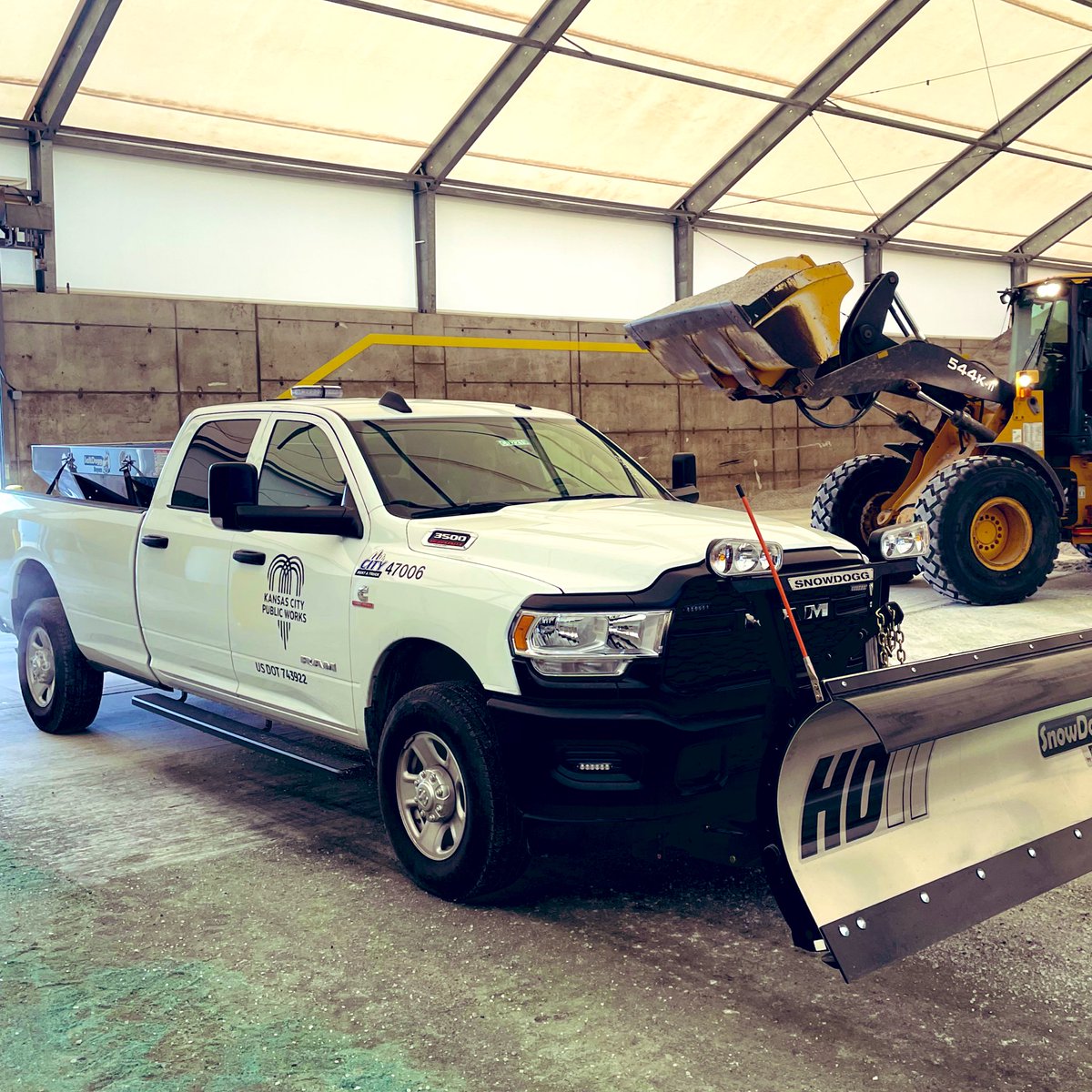 Live map of our 300+ snow removal trucks in action this morning pretreating roads in advance of the storm tonight.  Also pictured: one of 10 new <a href="/RamTrucks/">Ram Trucks</a> plows we are putting into service for the first time.