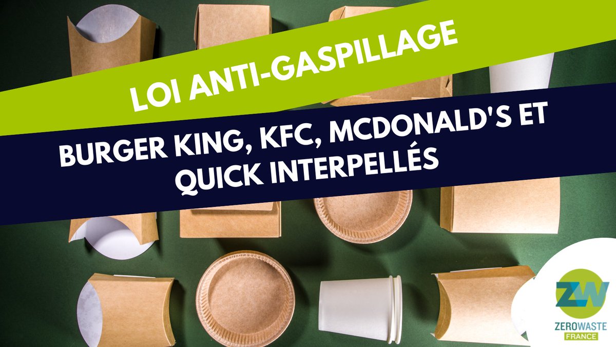 Zero Waste France (@zerowastefr) on Twitter photo ⛔57% des #fastfoods visités par les militant·es #ZeroWaste ne respectent pas l'obligation de vaisselle réutilisable pour la restauration sur place de plus de 20 couverts #LoiAGEC
<a href="/BurgerKingFR/">Burger King France</a> <a href="/McDonaldsFrance/">McDonald's France</a> <a href="/KFCFrance/">KFC France</a> <a href="/QuickFrance_/">Quick France</a>: il est urgent de sortir du tout-jetable ! ⛔57% des #fastfoods visités par les militant·es #ZeroWaste ne respectent pas l'obligation de vaisselle réutilisable pour la restauration sur place de plus de 20 couverts #LoiAGEC
<a href="/BurgerKingFR/">Burger King France</a> <a href="/McDonaldsFrance/">McDonald's France</a> <a href="/KFCFrance/">KFC France</a> <a href="/QuickFrance_/">Quick France</a>: il est urgent de sortir du tout-jetable !