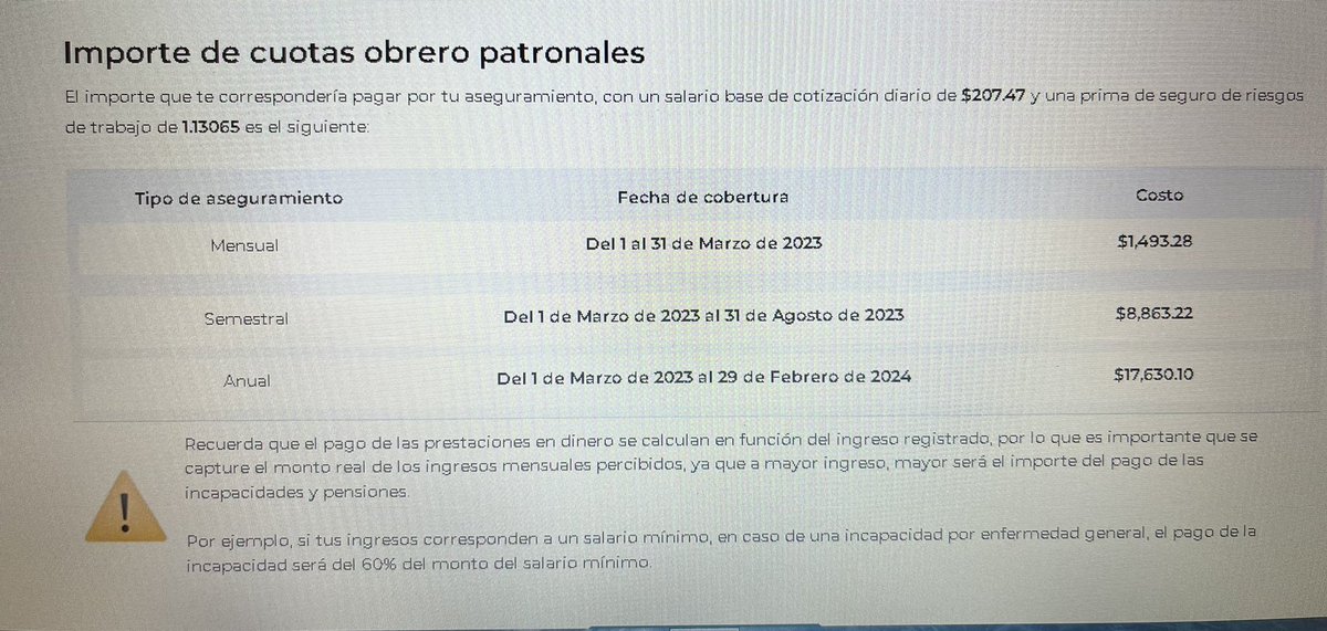 oropeza_aguirre's tweet photo. Buen día #FelizMartesATodos este será el pago en la #Modalidad10 de #TrabajadorIndependiente con un #SalarioMinimo de $207 diarios es una buena opción para reactivar derechos sin contratarse con un patrón y de ahí contratar la #Modalidad40 infórmate. https://t.co/R05B5jXo0m