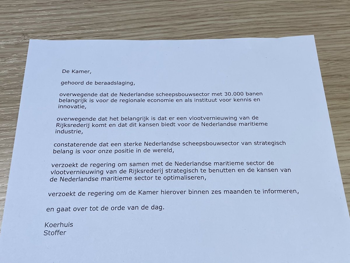 danielkoerhuis's tweet image. De scheepvaart zorgt voor banen in NL. Ik sta voor die banen. De vlootvernieuwing van de Rijksrederij zou een belangrijke order voor NLse scheepsbouwers zijn. @chris_stoffer en ik hebben een motie ingediend om de kansen van NLse scheepsbouwers hierbij te optimaliseren.
