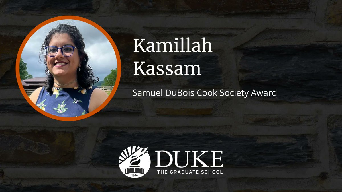 Congratulations to @DukeChemistry PhD candidate @KamillahKassam on receiving the Samuel DuBois Cook Society's 2023 Graduate Student Award! bit.ly/3H4FV6n