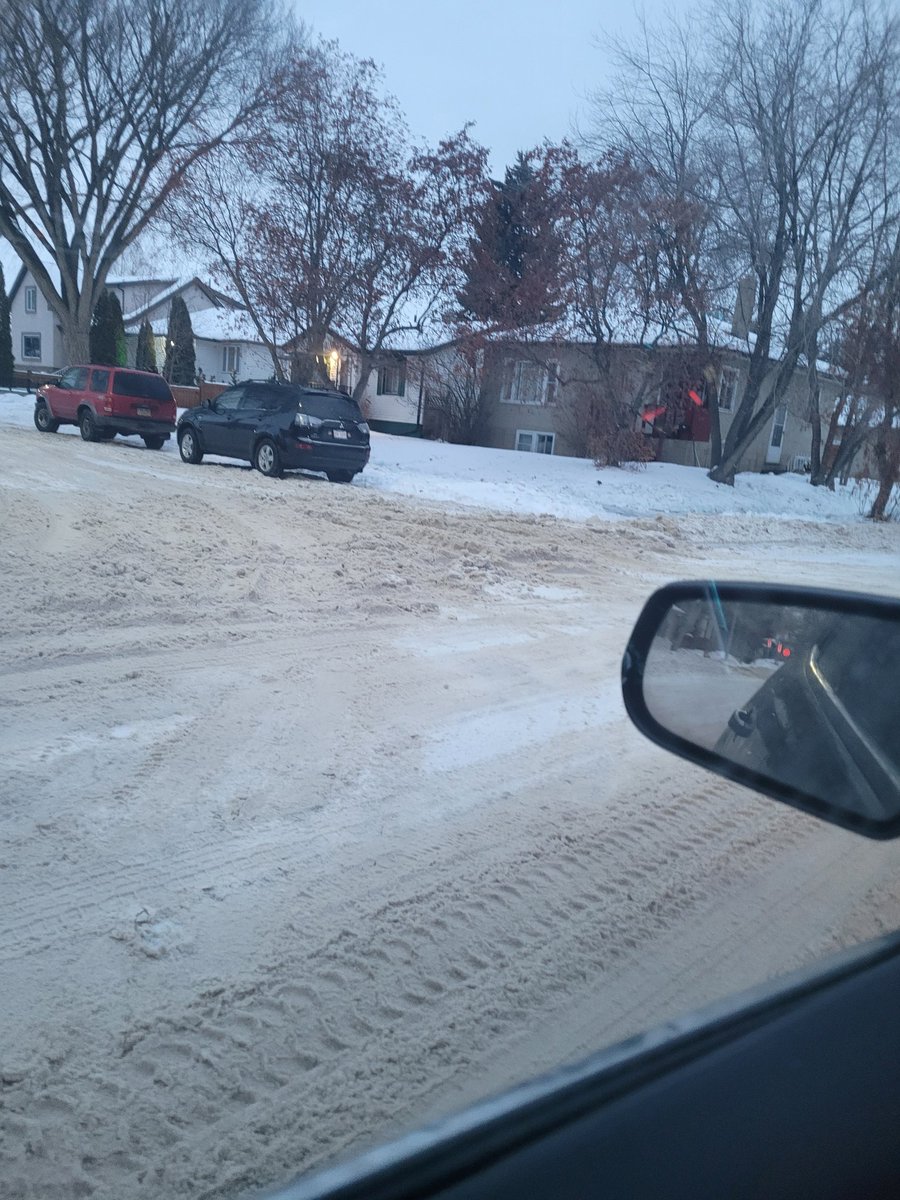Yesterday <a href="/CityofEdmonton/">City of Edmonton</a> came down one street with a plow,shoved everything across the side streets so nobody could get in or out without some trouble,and never came back. Awesome job.