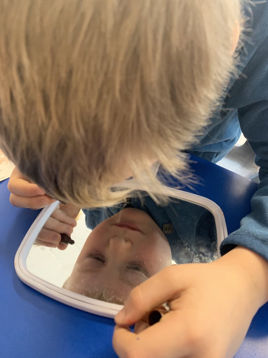 Kinders taking their artistic self portraits serious! They are incredible! The reveal will be at the CPS art show in February!