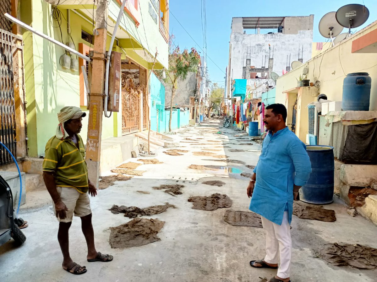 BohiniDarshan's tweet photo. Developmental update: Laid new VDCC road at Gowshala, Sanjay Nagar, Ziaguda division and repaired sewerage system after 40 years of demand from the residents of this basthi. Sanjay Nagar was ignored for 40 years by previous leaders and corporators. https://t.co/hhZ40ummkk