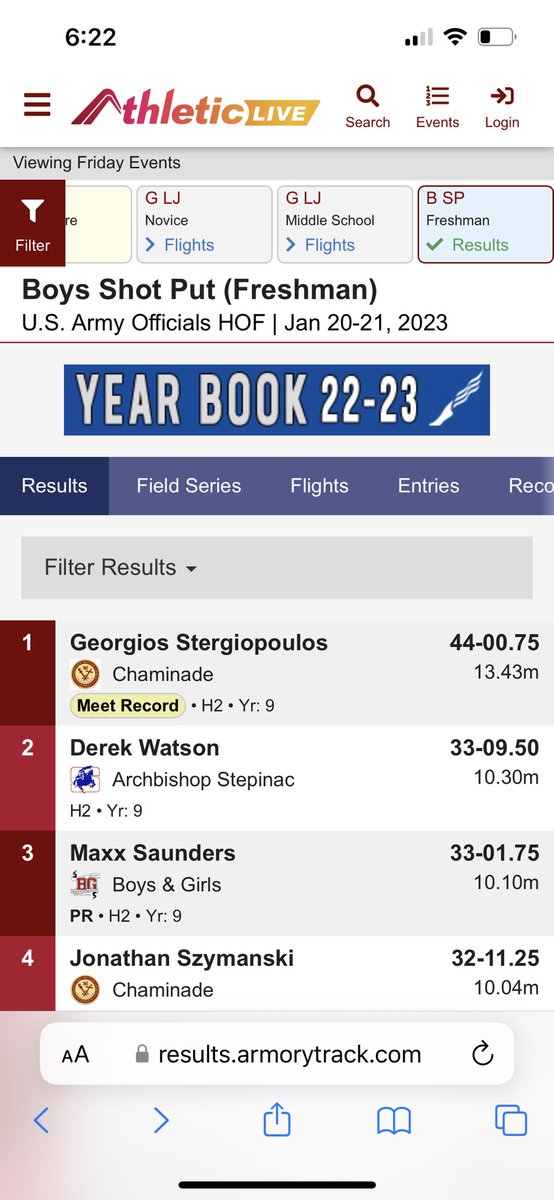 GStergThrows's tweet photo. New MEET RECORD! 44ft with the 12lb shot! #ShotPut #Throws @ArmoryNYC @Chaminade_HS @milesplit @NewsdayHSsports https://t.co/UhTNqpblNN
