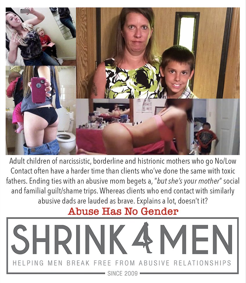 shrink4men's tweet photo. In my work, adult children of #narcissist, #borderline and #histrionic mothers (#ACON) who go #NoContact or #LowContact often have a harder time than clients who’ve done the same with #toxic fathers. 

Ending ties with an #AbusiveMom begets a, “but she’s your mother...” social https://t.co/ZKN8EgXcUb