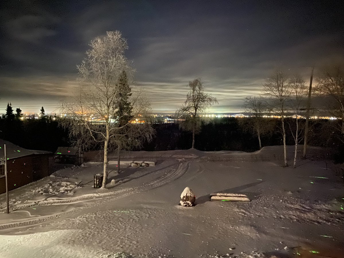 Ice fog over downtown Happy Valley-Goose Bay last night