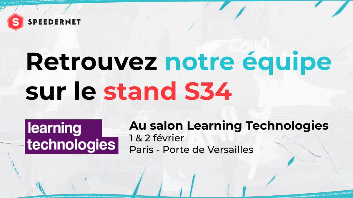 La team Speedernet sera présente à <a href="/LearnTechFR/">Learning Technologies France</a> dès demain et jusqu'à jeudi !

Venez nous rencontrez sur le stand S34 et retrouvez également notre équipe <a href="/TeamSphereVR/">Speedernet Sphere</a> sur le pavillon <a href="/EdtechFrance/">EdTech France 🇫🇷🇪🇺</a>.

#LTFrance #Edtech #ImmersiveLearning #Formation