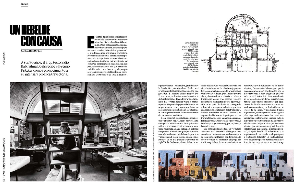 DanielDiezMart's tweet photo. "El fracaso no existe. Solo existe el éxito a escalas diferentes".

Ha fallecido en Ahmedabad a los 95 años Balkrishna Doshi.

Os comparto "Un rebelde con causa", el artículo que publiqué en 'The New York Times Style Magazine' con motivo de su (merecidísimo) Pritzker en 2018. https://t.co/qLmr7hIQvl