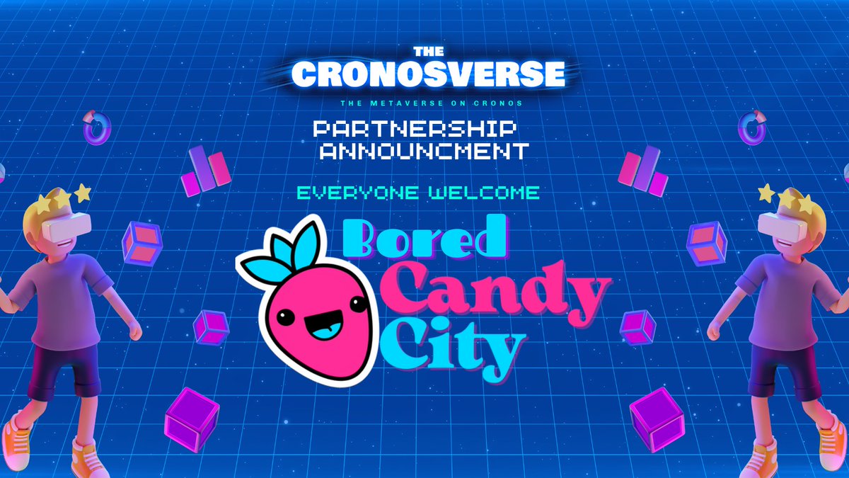🚨Welcome <a href="/BoredCandyCity/">Bored Candy City</a> to <a href="/TheCronosVerse/">TheCronosVerse</a>. In the coming weeks, we will showcase their new #metaverse tower for all of #Cronos to Visit. 

To celebrate, we are giving away 3 Crovilian #NFTs 
Enter by:
✅Like &amp; RT
✅follow <a href="/BoredCandyCity/">Bored Candy City</a> &amp; <a href="/TheCronosVerse/">TheCronosVerse</a> 
✅Tag 3 
#crofam