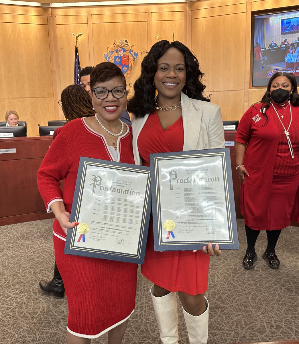 CM_Sayles's tweet photo. Nothing brings me greater joy than being with my @DST1913 Sorors from the @MCACDST &amp; @DSTPVAC Chapters! Our sisterhood and passion for public service know no bounds, and to honor their contributions to our community with a @MoCoCouncilMD proclamation is only fitting! #DeltaDay https://t.co/Jl35B3AZIE
