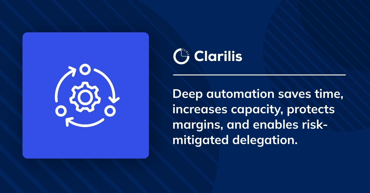 Clarilis_UK's tweet image. For our customers, deep automation is part of the fabric of their firm. Download our Guide on &apos;How Deep Automation Delivers to the Bottom Line&apos; to find out about the transformational impact it could have for your firm: clarilis.com/deep-automatio…

#deepautomation #lawyers #legaltech