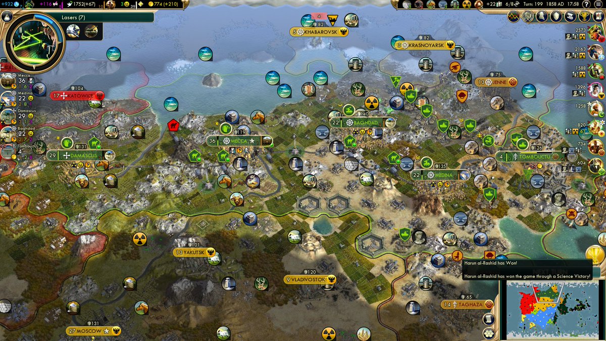 teelmo's tweet image. Before T200 win with Arabia, without meeting a single city state.

For a long time I thought I had disabled city states but it was the map layout I used which has alternative city state placement or something. 

#civ5 #civilization5 #BraveNewWorld