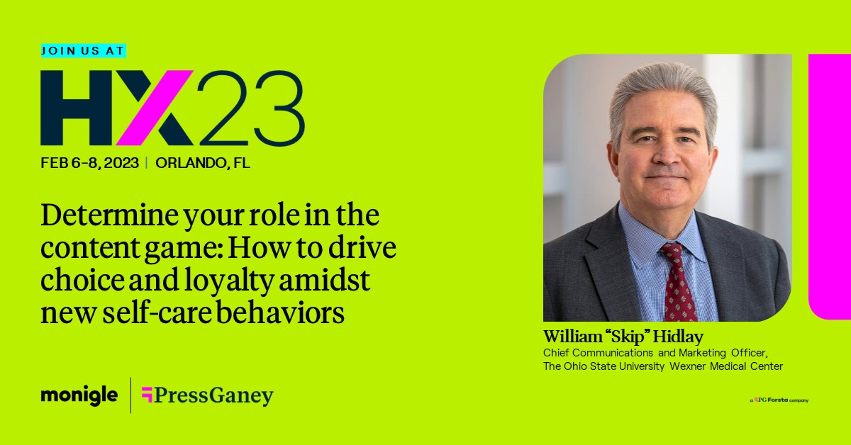 There’s still time left to register for <a href="/PressGaney/">Press Ganey</a>'s upcoming HX23 conference in February! Join us for a discussion around self-care and how content can be a key strategy for patient acquisition and retention.
To register: www2.monigle.com/hx23-register 

#healthcare #conference #HX23