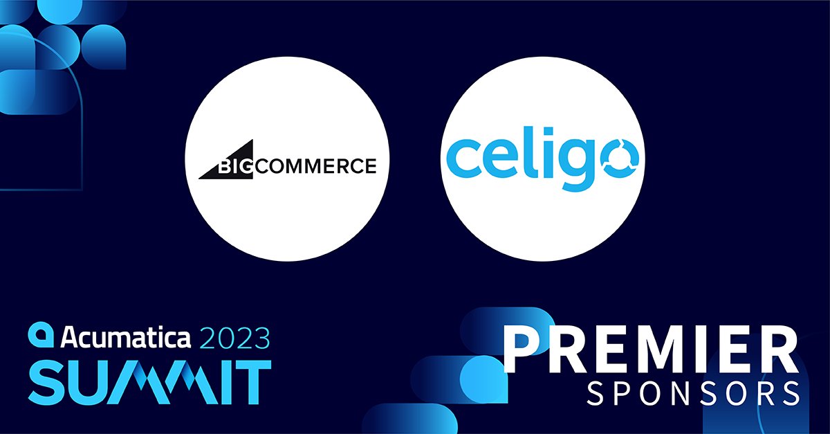 Thanks to #AcumaticaSummit 2023 Premier Sponsors <a href="/BigCommerce/">BigCommerce</a> and <a href="/celigoinc/">Celigo</a> for supporting our event! 

Make sure to visit their booths in this year's Acumatica Marketplace. 

See more sponsors here: acumati.ca/3VFTIpE