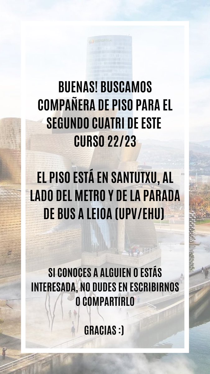 nalonsosoto's tweet photo. Me tengo que marchar de Bilbao y dejo mi habitación, pero se quedan en el piso mis compas @patrizquierdo_ y @RomiMRS que son unas máquinas. La que entre tendrá suerte de vivir ahí <3

Si te interesa no dudes en hablarnos, si no, un RT siempre ayuda :) https://t.co/MDzayIlC44