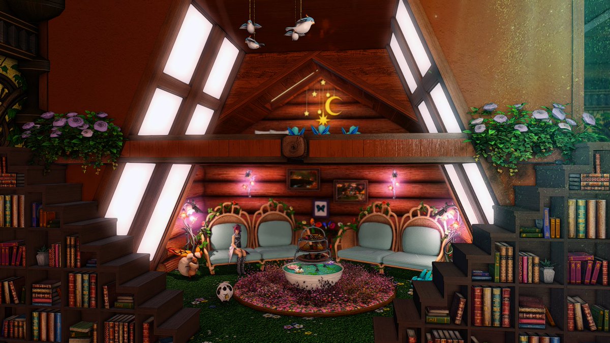 SprigganLux's tweet photo. The Buds FC house is officially open!! It only took.......the entire results period to decorate....... But I'm really proud of how it turned out! #FF14housing #ffxivhousing #FF14SS #ffxivsnaps https://t.co/vvp9xGPiIO