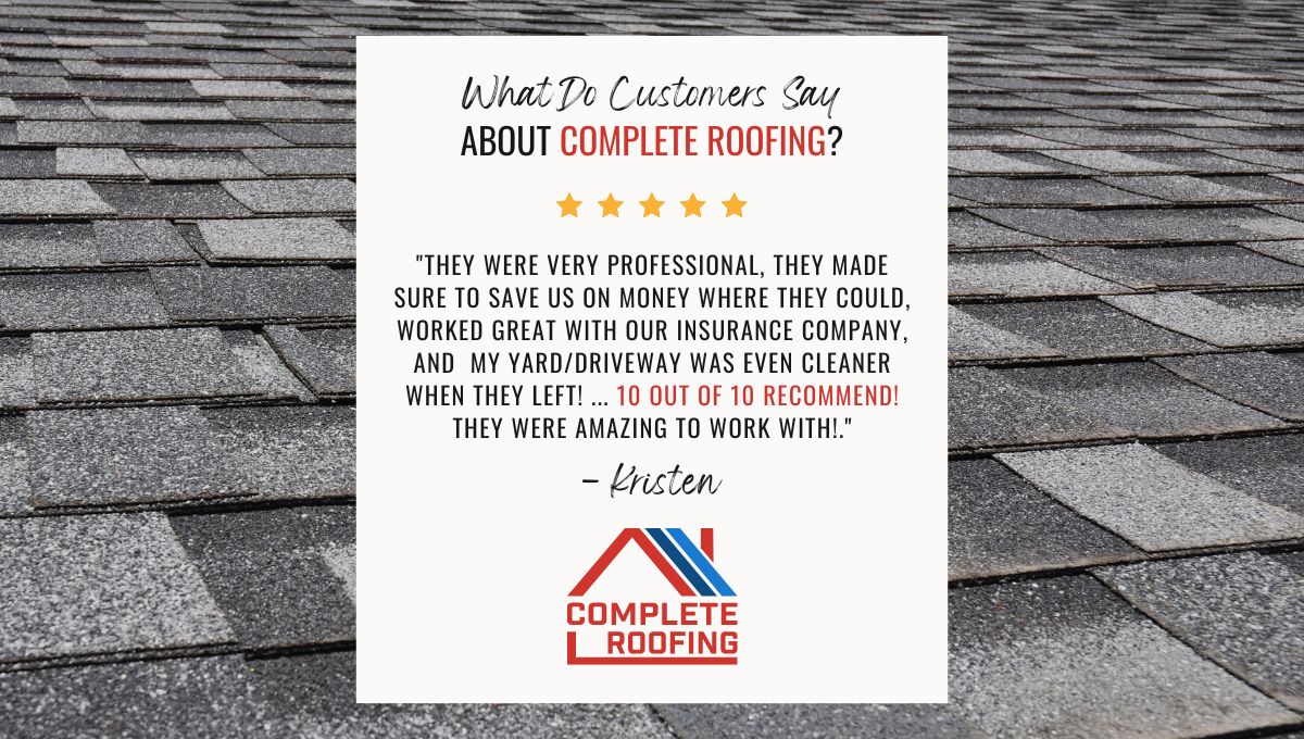 We are so grateful for the opportunity to help customers like Kristen! For your own 5-star experience, contact us today. #fivestar #happycustomer #testimonial #roofers #roofing #roof completeroofco.com