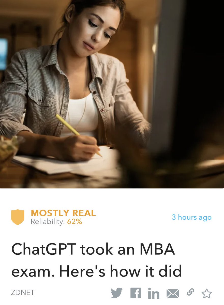 How well did the AI chatbot perform compared to an average Wharton student? 
👉oigetit.app.link/Jhb8FfUWQwb 

#fakenewsfilter #realnews #news #technology #tech #ChatGPT #AI #Wharton 

Fact checked and read more: oigetit.com