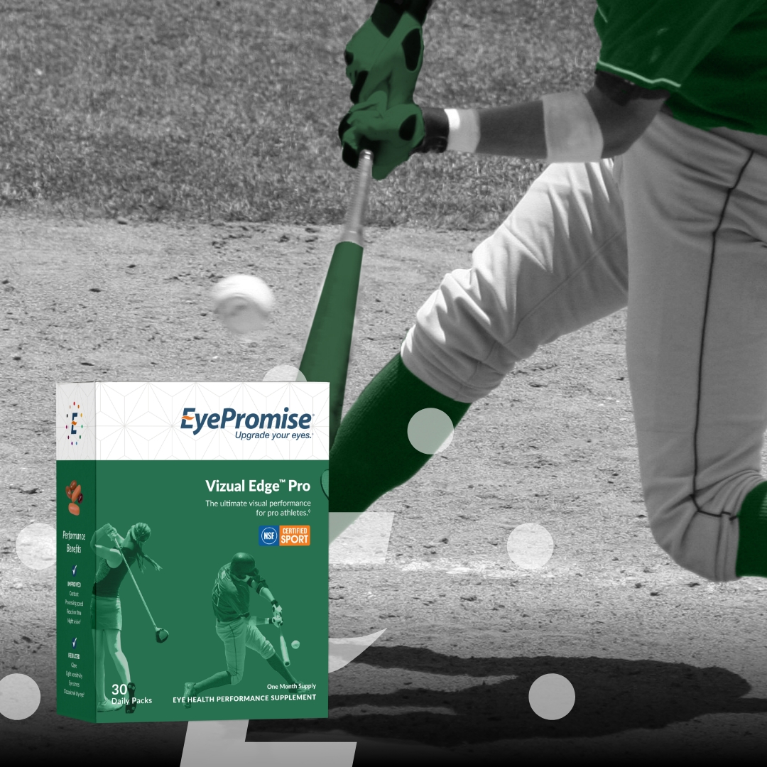 Batter up! It's time to round the bases of eye health. Get better contrast, less sensitivity, and a faster reaction time with EyePromise Vizual Edge Pro. Its convenience packs make taking your daily dose easy! #newyearnewyou