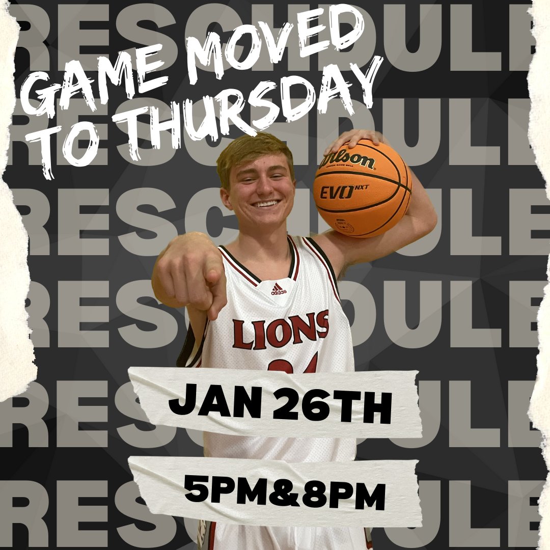 🚨 ANNOUNCEMENT 🚨 

Tonight's games against CHA have been moved to Thursday night at the usual times. Stay warm, stay safe!