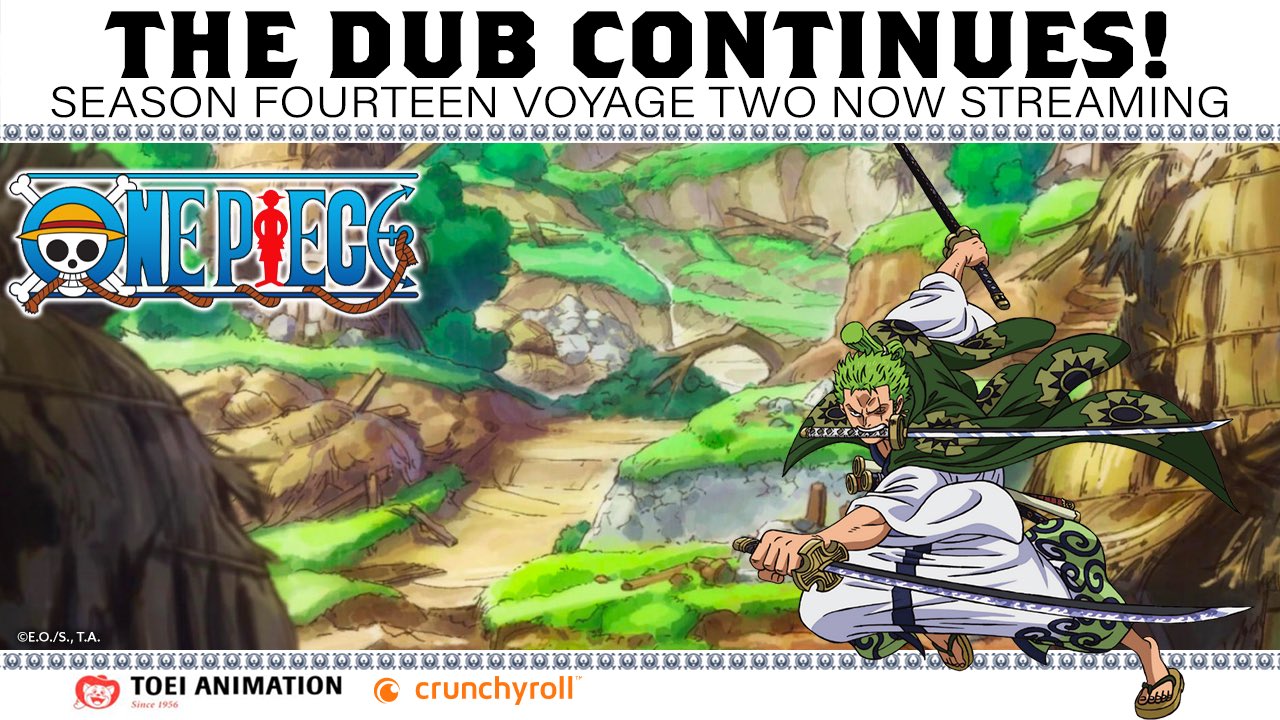 One Piece US on X: Wano Dub news!🚨 #OnePiece Season 14 Voyage 9 (Eps  989-1000)💥 will stream on @Crunchyroll August 15th! In the meantime,  Episode 1000 will be FREE to watch on