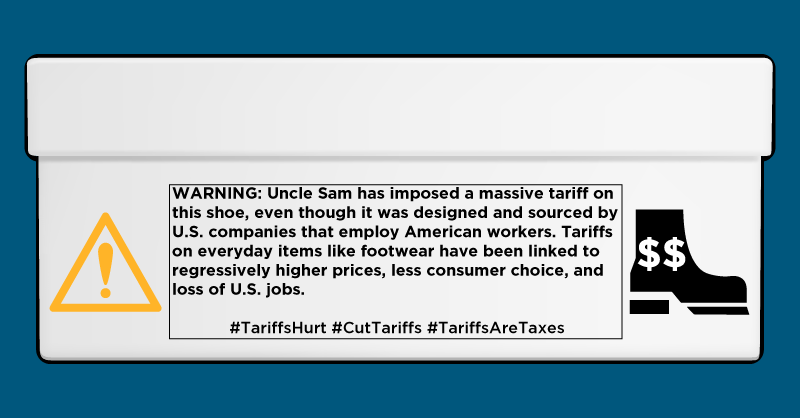 apparelfootwear's tweet photo. If you have sticker shock on new winter boots or warm socks - we can all thank hearty tariffs (aka, taxes) for making them more expensive. #CutTariffs #TariffsHurt #TariffsAreTaxes https://t.co/qWJmelJdQR
