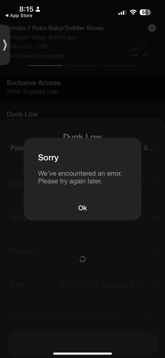 thascar100's tweet photo. NikeStore it says I’m supposed to have exclusive access on these dunks but when I click on them it’s glitched. https://t.co/LCGK05Aba8