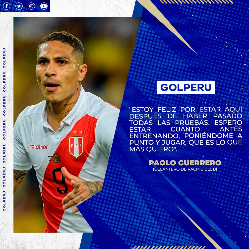 GOLPERUoficial's tweet image. 🚨 #ÚLTIMOMINUTO ¡FELIZ DE LLEGAR! Superada la revisión médica, Paolo Guerrero ⚽🇵🇪 habló con los medios sobre su llegada a Racing Club 🇦🇷 y la ilusión que tiene de ponerse a trabajar con el equipo para comenzar a sumar minutos 💪.